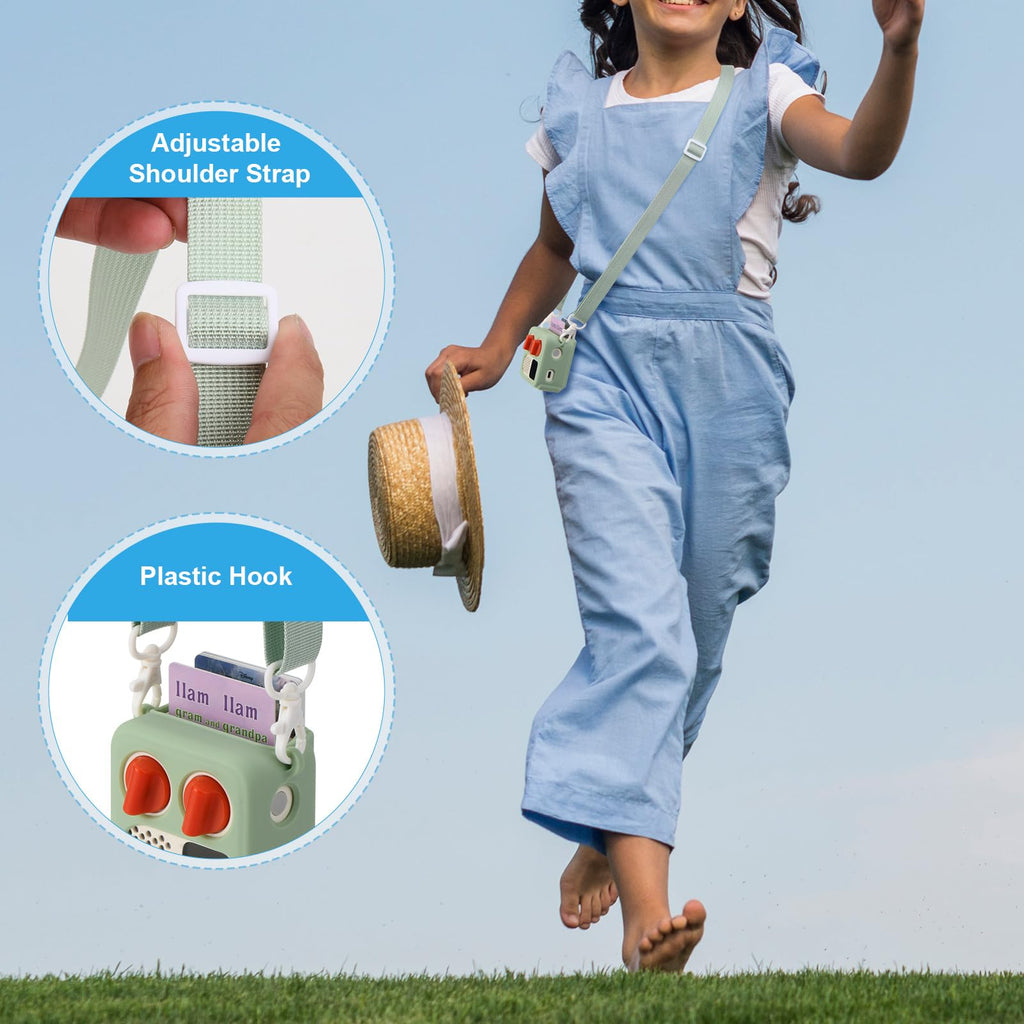 Light Green Silicone Case for Yoto Mini (2024) with Adjustable Strap and Card Slot