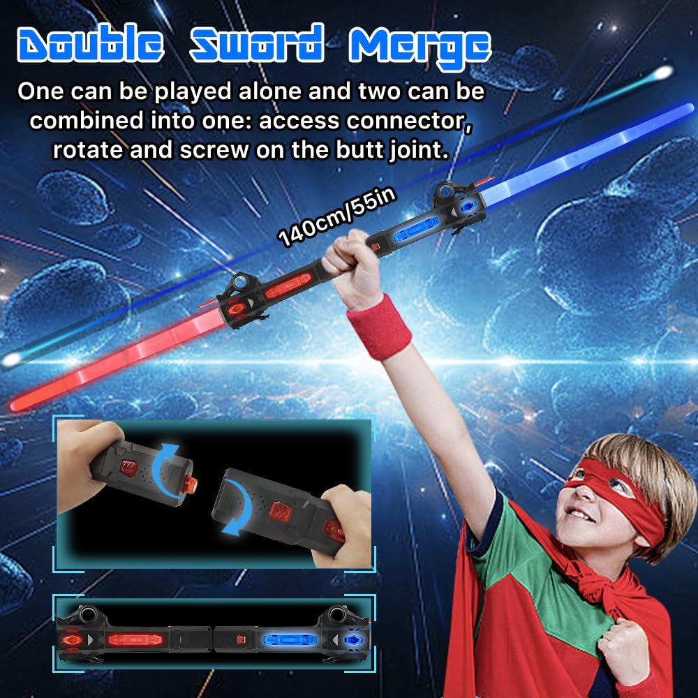 Light Up Sword for Kids – Retractable Blade, 7 Colors, Sound Effects, USB-C Rechargeable