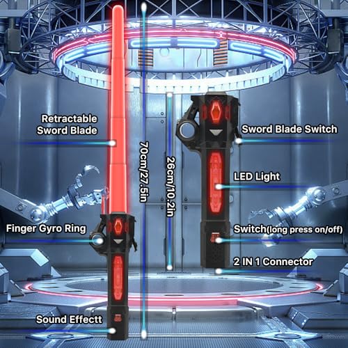 Light Up Sword for Kids – Retractable Blade, 7 Colors, Sound Effects, USB-C Rechargeable