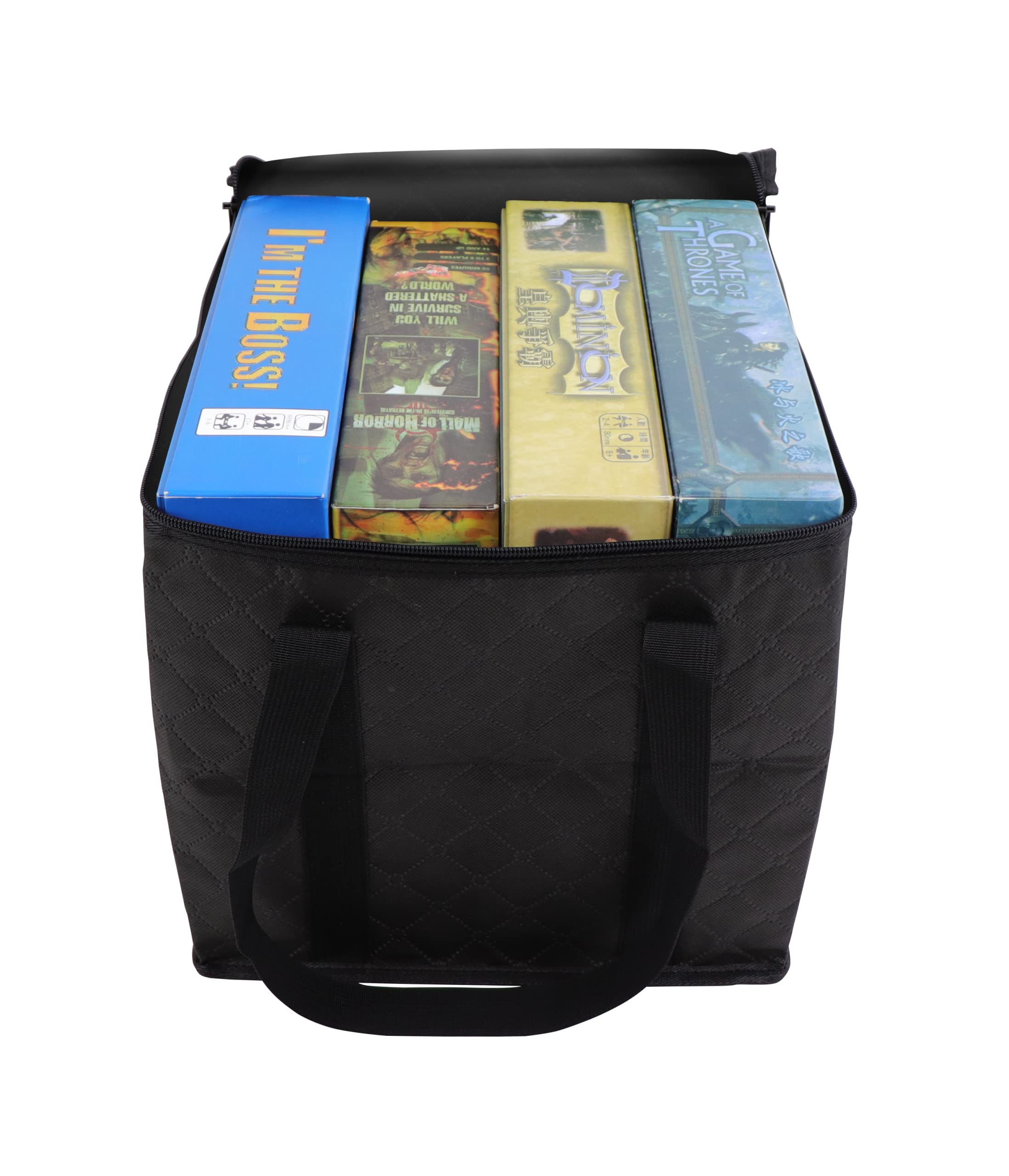 Lightweight Board Game Bag – 12-Inch Cube, Water Resistant, Zippered Lid, Carrying Handle (Black)