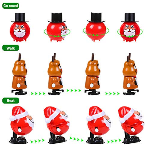 LIHAO 12-Pack Christmas Wind Up Toys – Assorted Santa, Reindeer, Snowman & Penguin Clockwork Toys for Party Favors and Stocking Stuffers