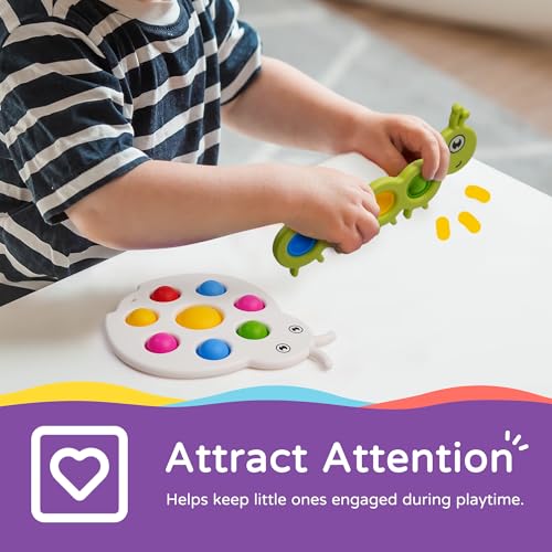 LiKee Fidget Popper Sensory Toy for Babies 10+ Months, Push Pop Bubble Busy Board for Fine Motor Skills, Travel-Friendly Stress Relief