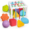 LiKee Shape Sorter Activity Cube for 1-Year-Olds - Multi Sensory Blocks with Textures, Fine Motor Skills Toy