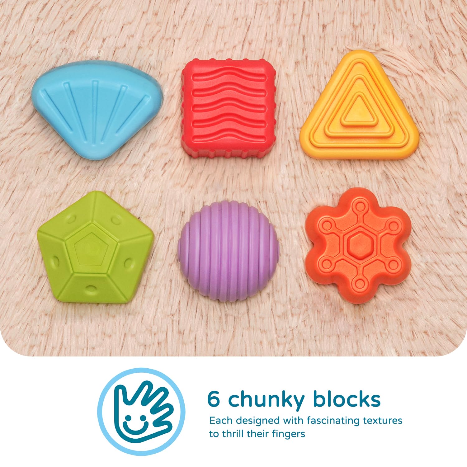 LiKee Shape Sorter Activity Cube for 1-Year-Olds - Multi Sensory Blocks with Textures, Fine Motor Skills Toy