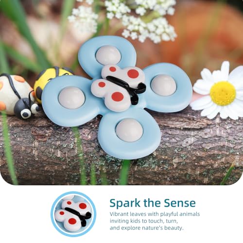 LiKee Suction Cup Fidget Toy - Rotating Sensory Bath Toy for Babies 10+ Months