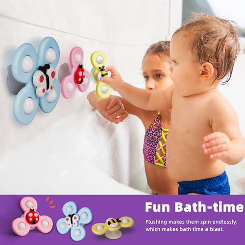 LiKee Suction Cup Fidget Toy - Rotating Sensory Bath Toy for Babies 10+ Months