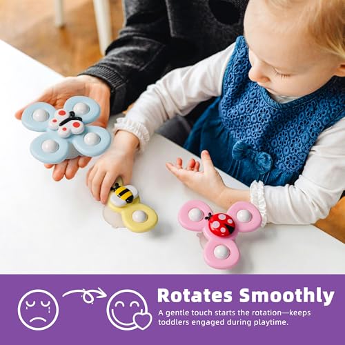 LiKee Suction Cup Fidget Toy - Rotating Sensory Bath Toy for Babies 10+ Months