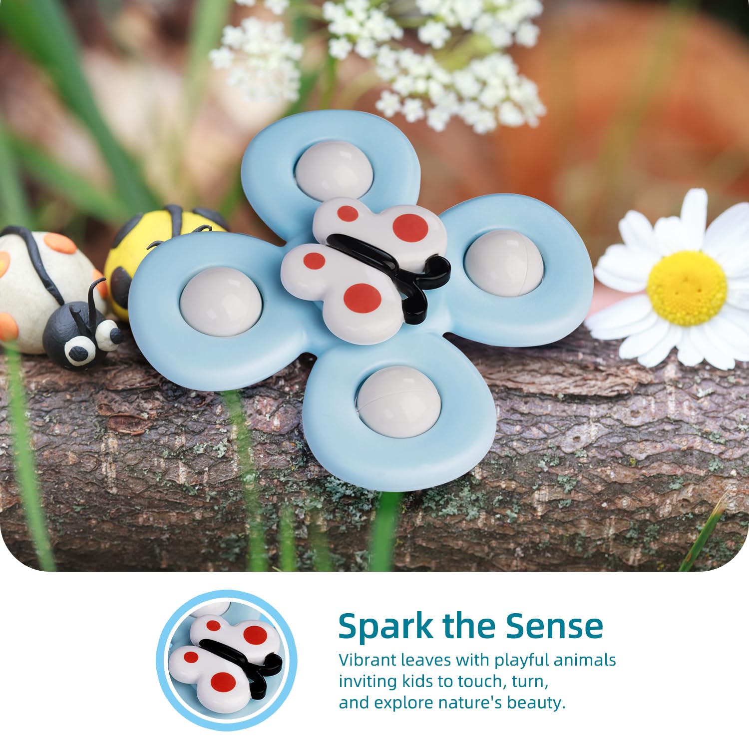 LiKee Suction Cup Fidget Toy - Rotating Sensory Bath Toy for Babies 10+ Months