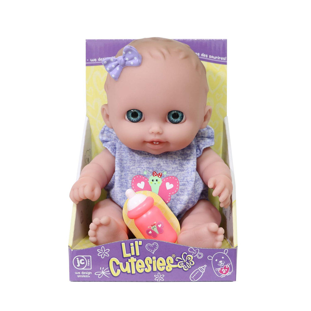 Lil Cutesies 8.5" All Vinyl Baby Doll by JC Toys - Lulu with Blue Eyes, Posable & Washable, Ages 2+