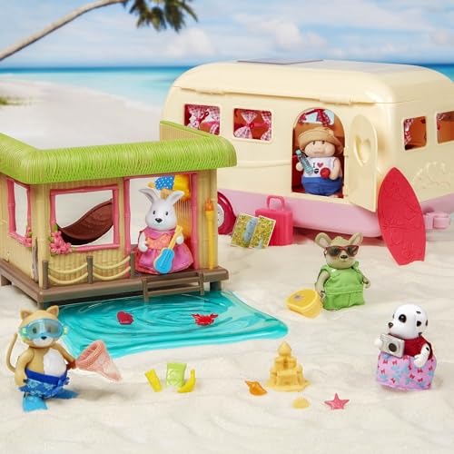 Li'l Woodzeez Friendz Club Backyard Set – 4 Posable Animal Dolls for Creative Pretend Play Ages 3+