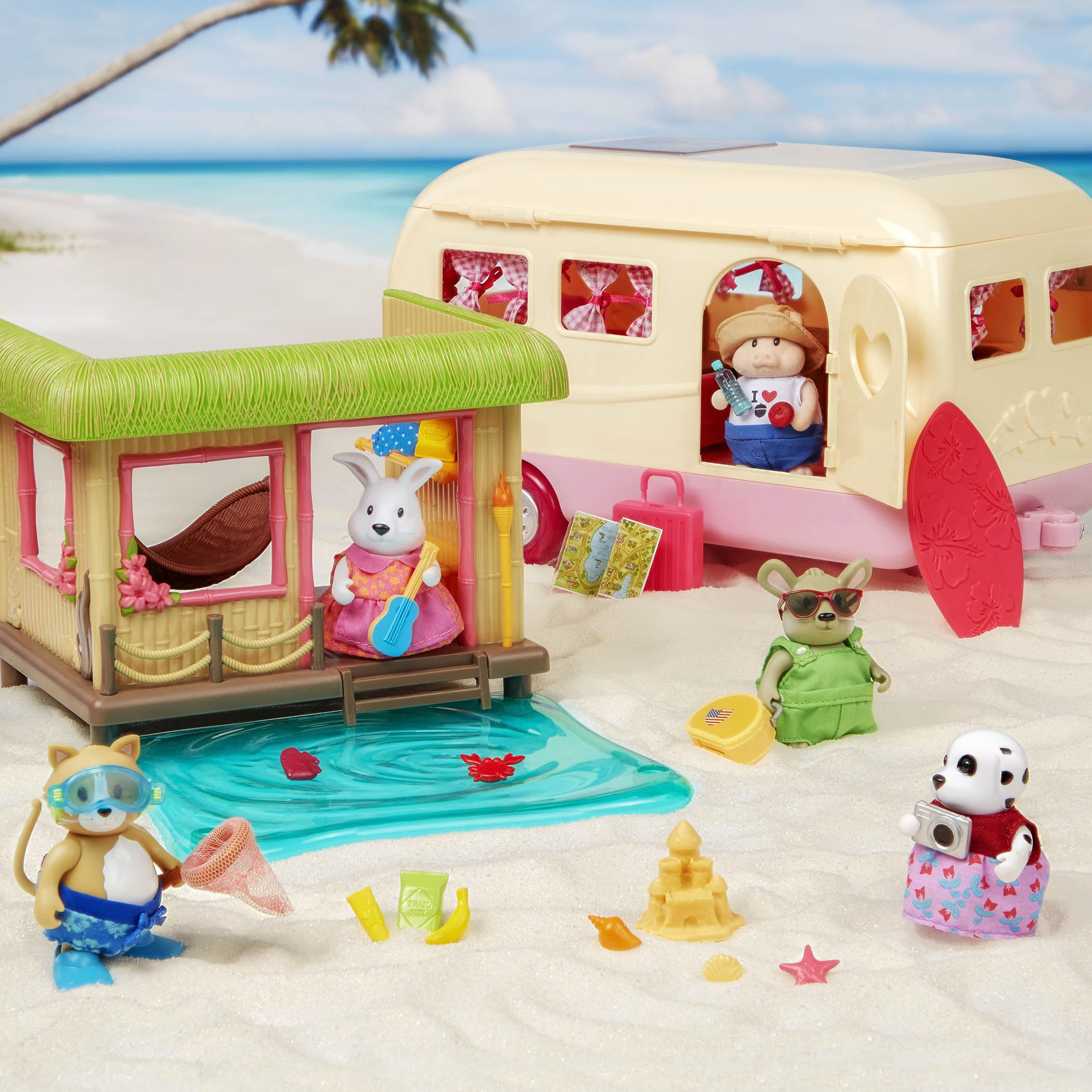 Li'l Woodzeez Friendz Club Backyard Set – 4 Posable Animal Dolls for Creative Pretend Play Ages 3+