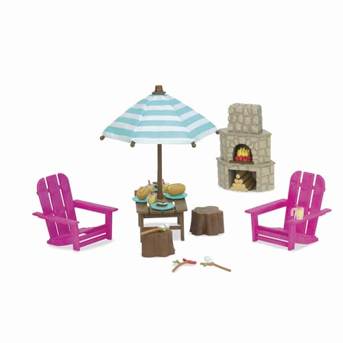 Li'l Woodzeez Outdoor Patio Playset – 12-Piece Doll Furniture for Animal Figurines, Ages 3+
