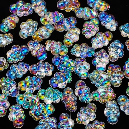 Liliaafar 50-Pack Fake Bubble Clusters for Dollhouse Mini Bathtub – Acrylic Cloud Beads with Rainbow Shimmer for Crafts & Jewelry
