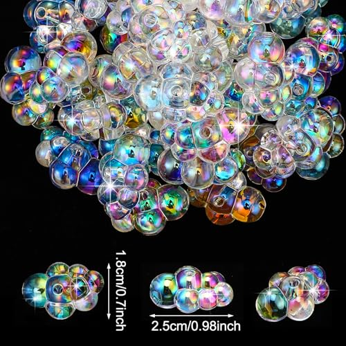 Liliaafar 50-Pack Fake Bubble Clusters for Dollhouse Mini Bathtub – Acrylic Cloud Beads with Rainbow Shimmer for Crafts & Jewelry
