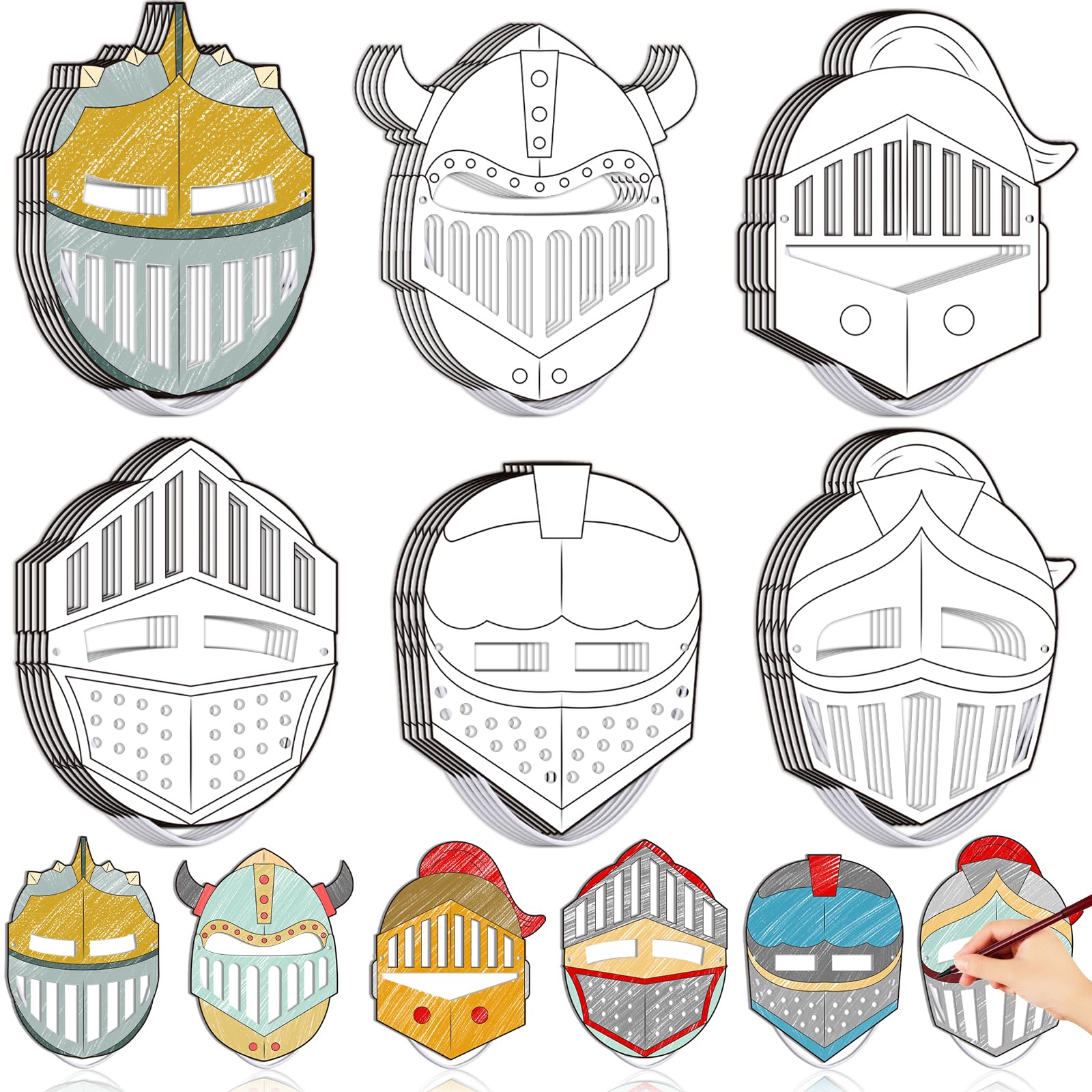 Liliful 30-Pack DIY Knight Mask Craft Kit – Blank Paper Masks for Bible Armor of God Activities