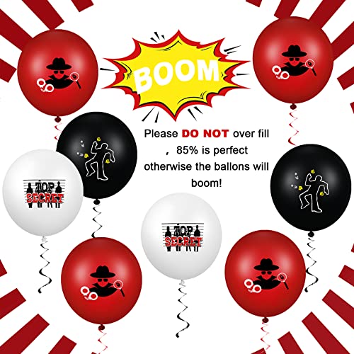 Liliful 60 Pack Red and Black Spy Theme Balloons - Classic Detective Party Decorations, 12 Inch Latex Balloons