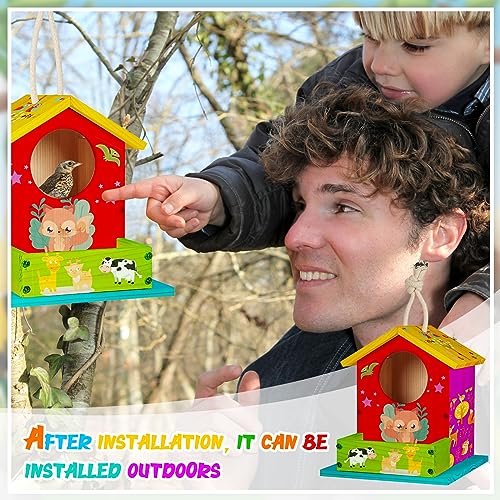 Liliful DIY Wooden Birdhouse Kit – Paint & Assemble Your Own Bird House, Crafts for Kids Ages 4-8