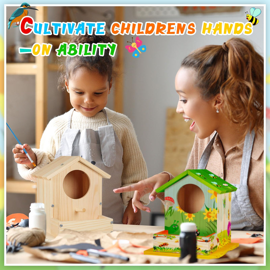 Liliful DIY Wooden Birdhouse Kit – Paint & Assemble Your Own Bird House, Crafts for Kids Ages 4-8