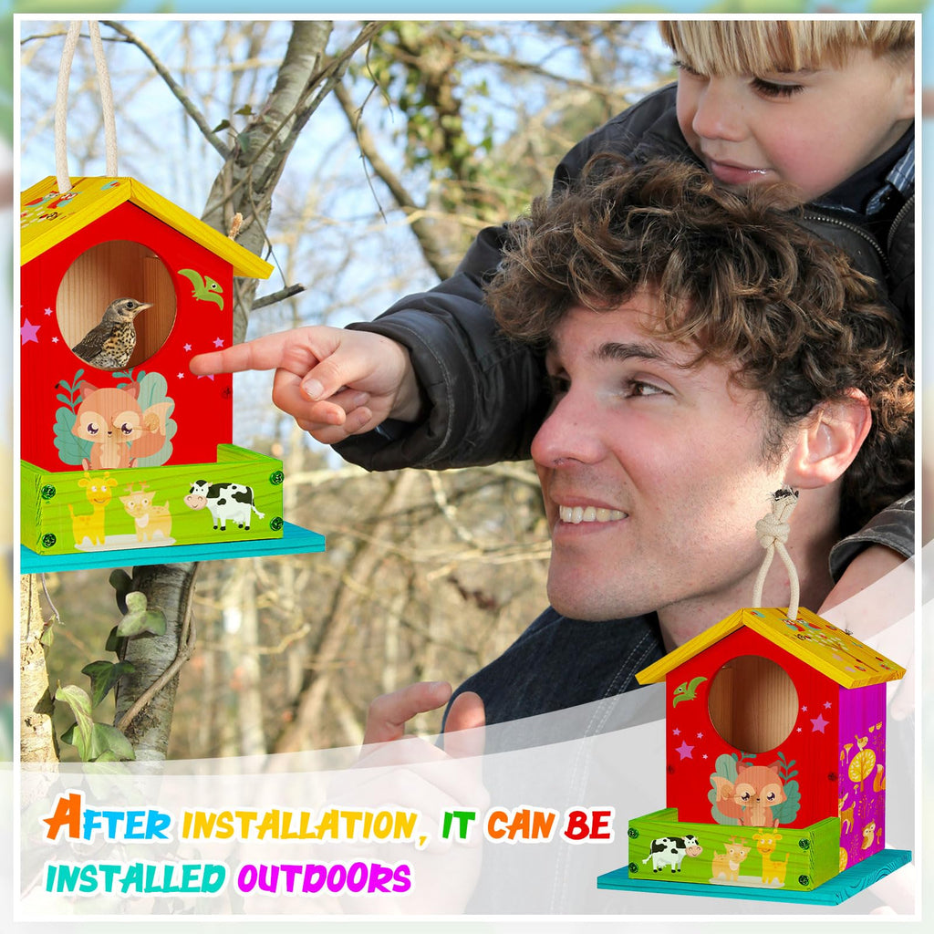 Liliful DIY Wooden Birdhouse Kit – Paint & Assemble Your Own Bird House, Crafts for Kids Ages 4-8