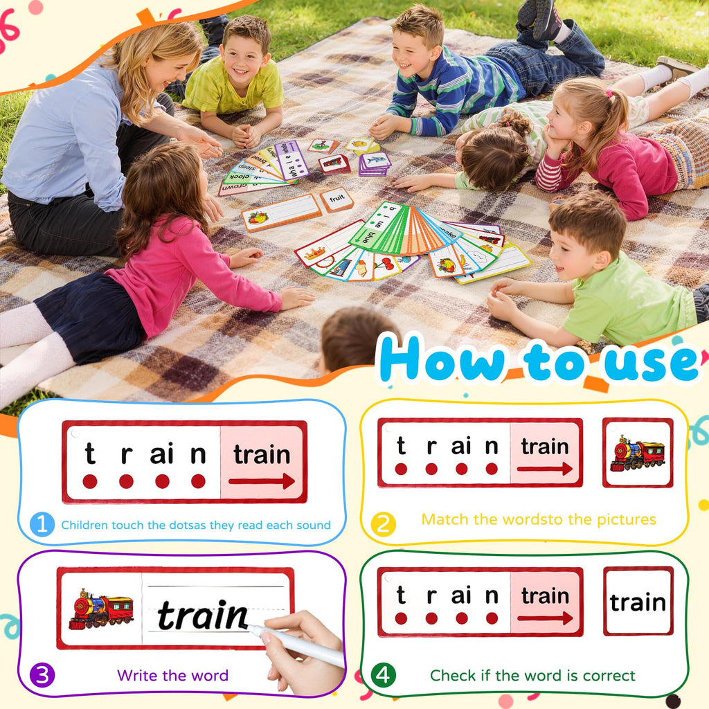 LilLaufy Phonics Flash Cards – Blends, Digraphs & Sight Word Games for Toddlers