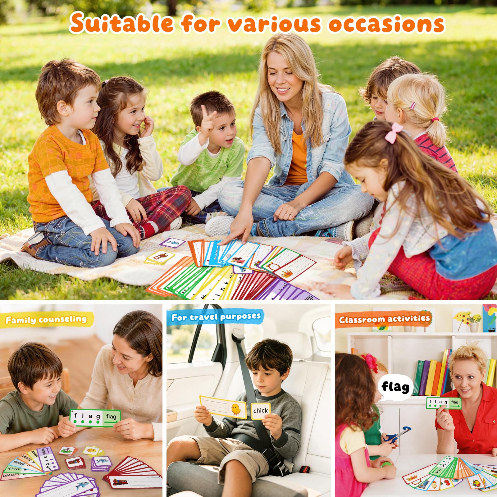 LilLaufy Phonics Flash Cards – Blends, Digraphs & Sight Word Games for Toddlers