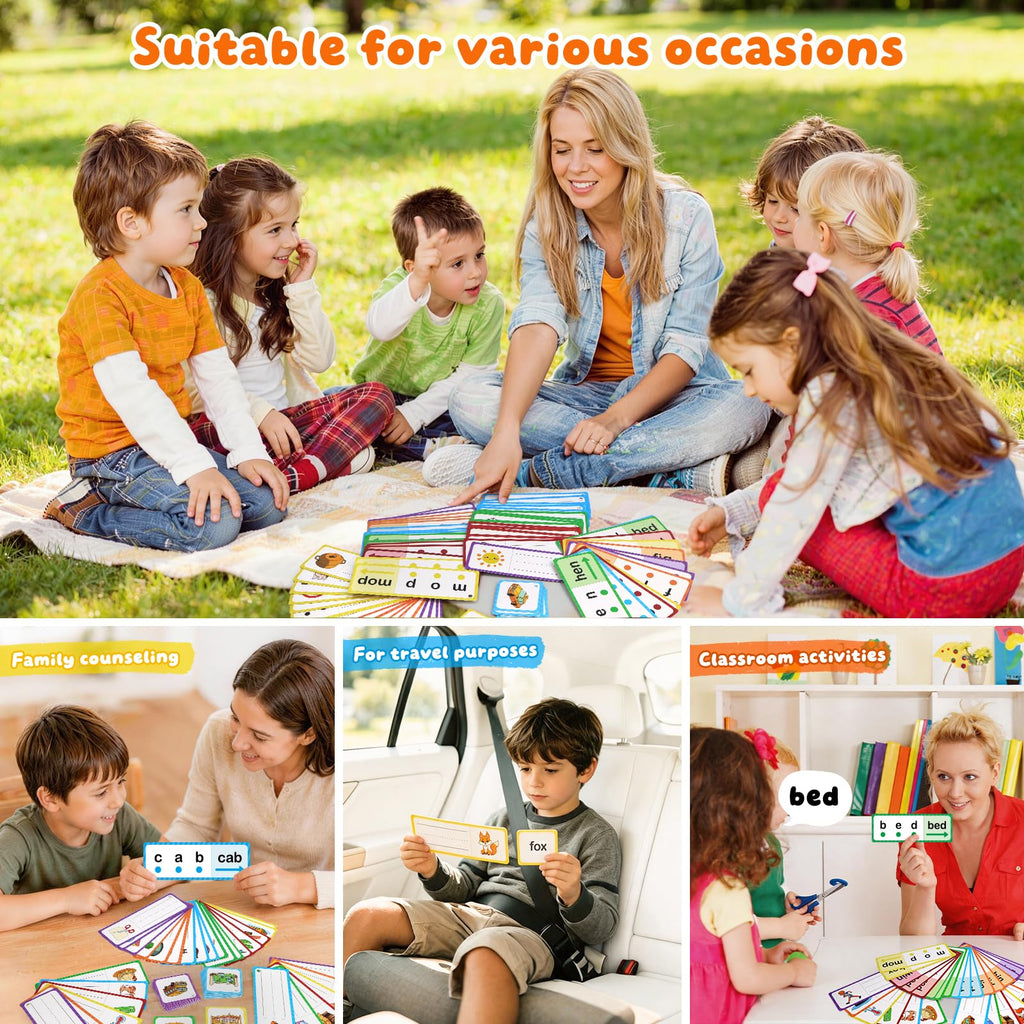 LilLaufy Phonics Flash Cards for Kids – CVC Word Games, Learn to Read & Spell, Preschool Kindergarten Learning Activities