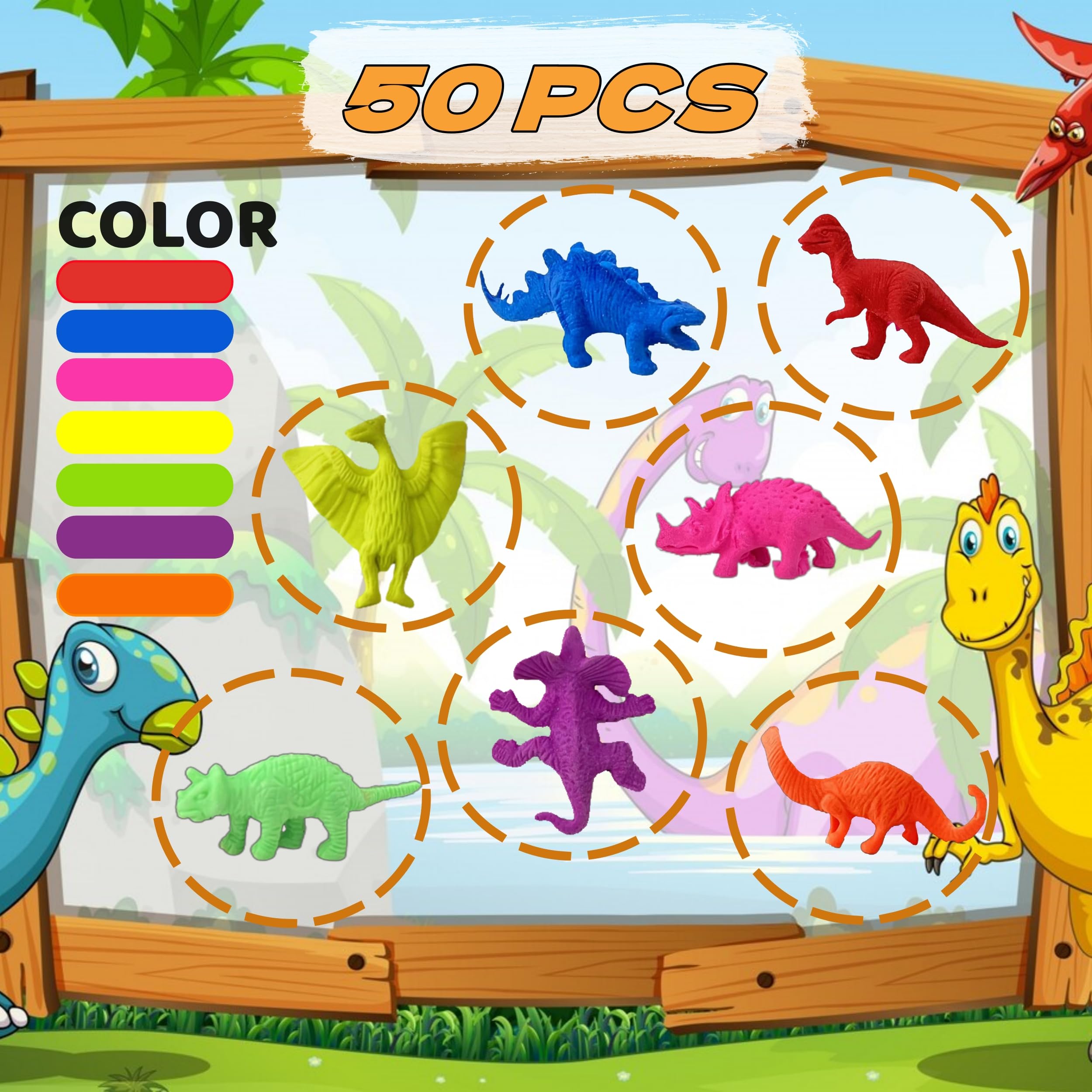 LilyBeauty Water Growing Dinosaurs - 50 Pack | Individually Wrapped Expandable Toy Dinosaurs for Party Favors
