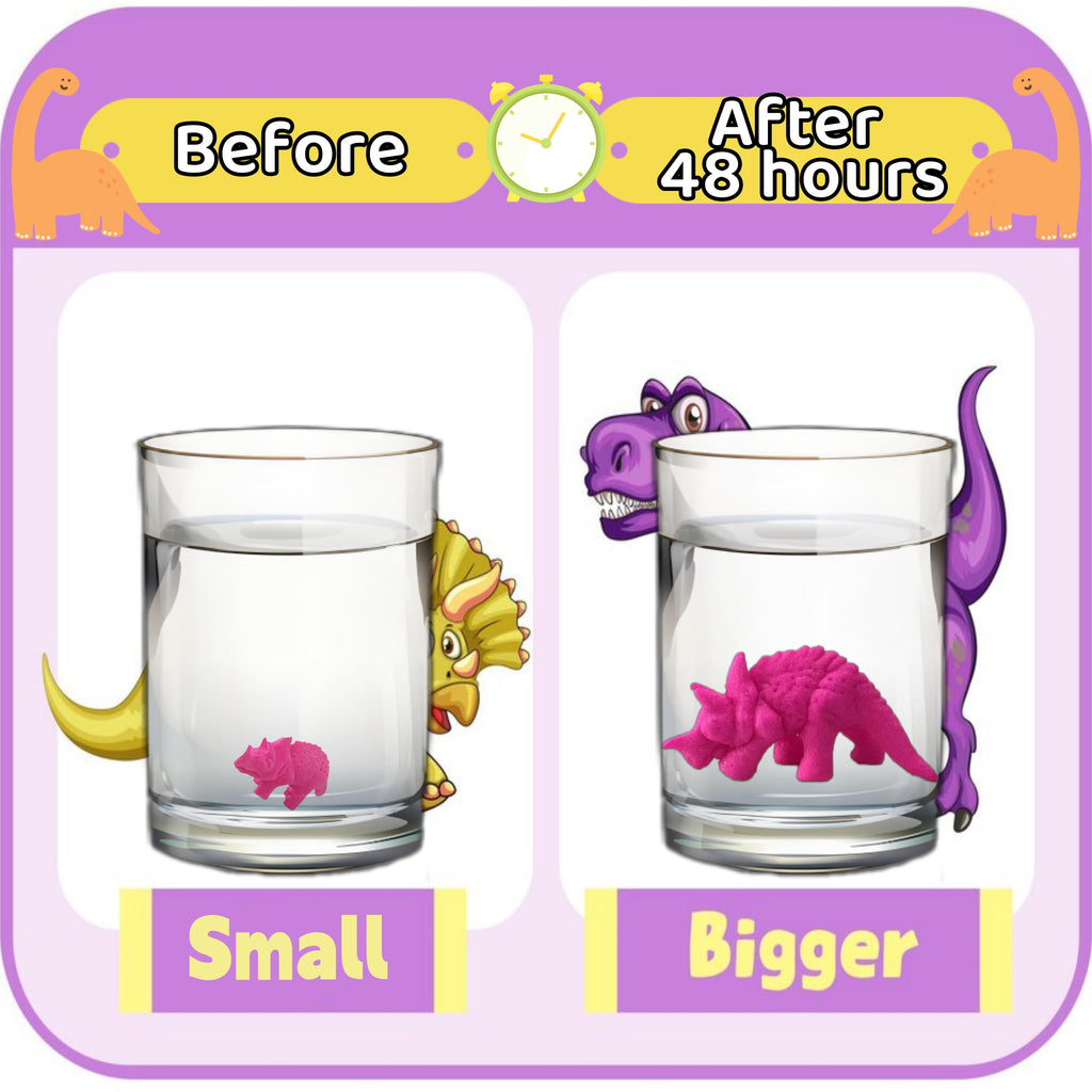 LilyBeauty Water Growing Dinosaurs - 50 Pack | Individually Wrapped Expandable Toy Dinosaurs for Party Favors