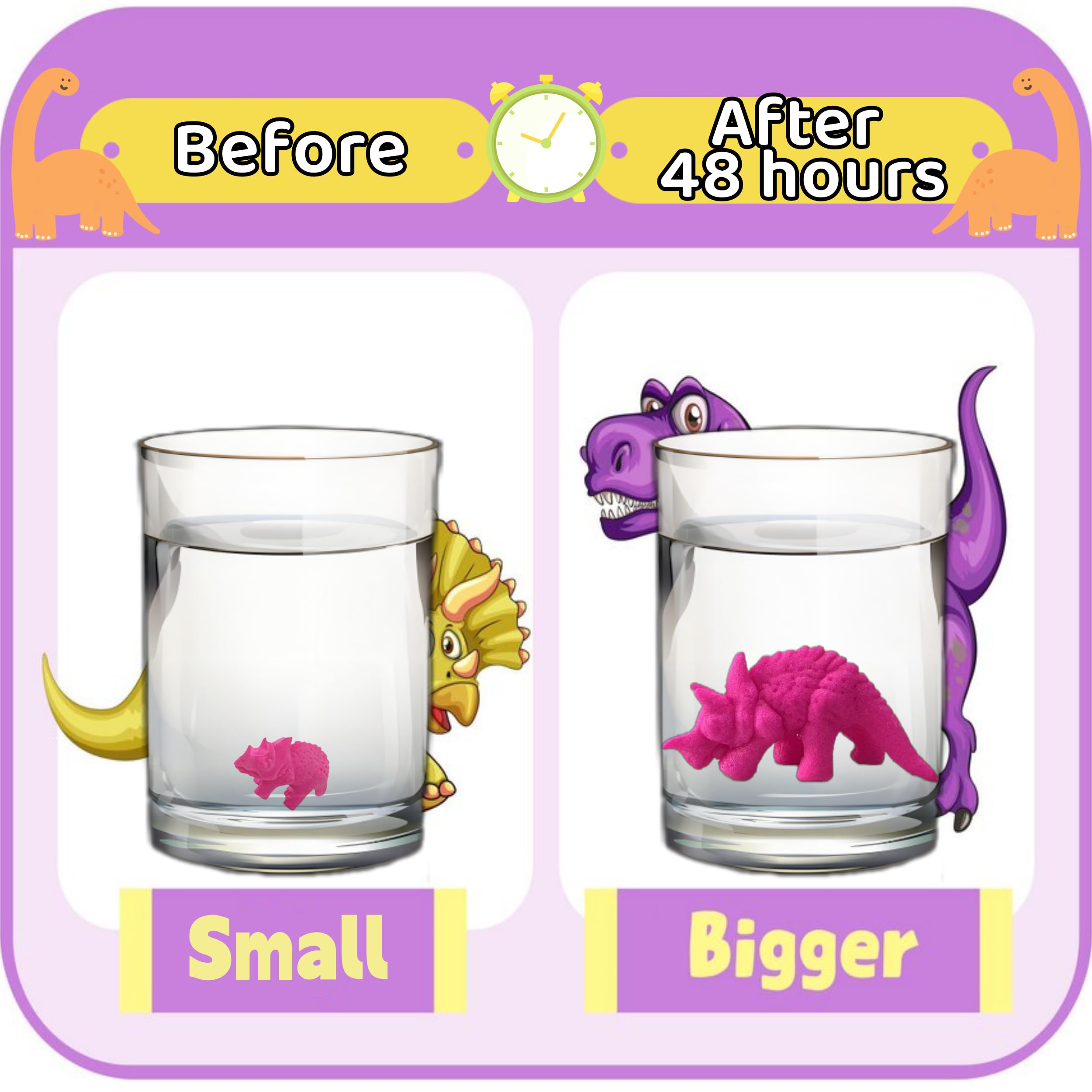 LilyBeauty Water Growing Dinosaurs - 50 Pack | Individually Wrapped Expandable Toy Dinosaurs for Party Favors