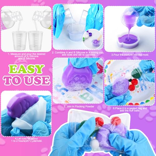 Limino Liquid Silicone Squishy Kit – 500g (18oz) Super Soft Silicone Rubber with 4 Molds for DIY Stress Relief Toys