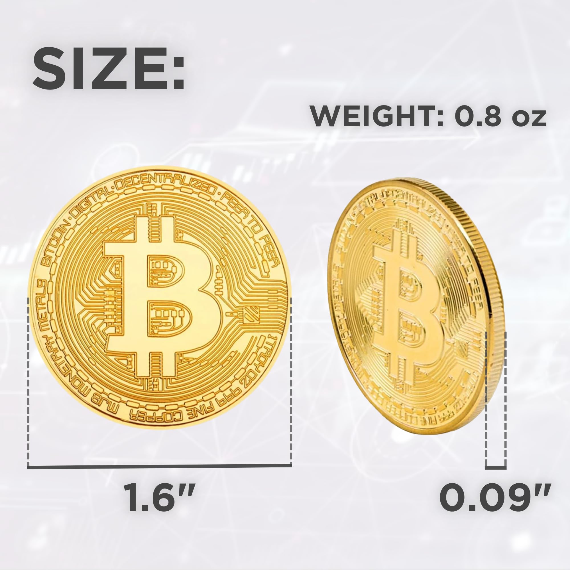 Limited Edition Commemorative Bitcoin Coin – Zinc Alloy Token with Acrylic Display Case – Novelty Collectible for Crypto Enthusiasts