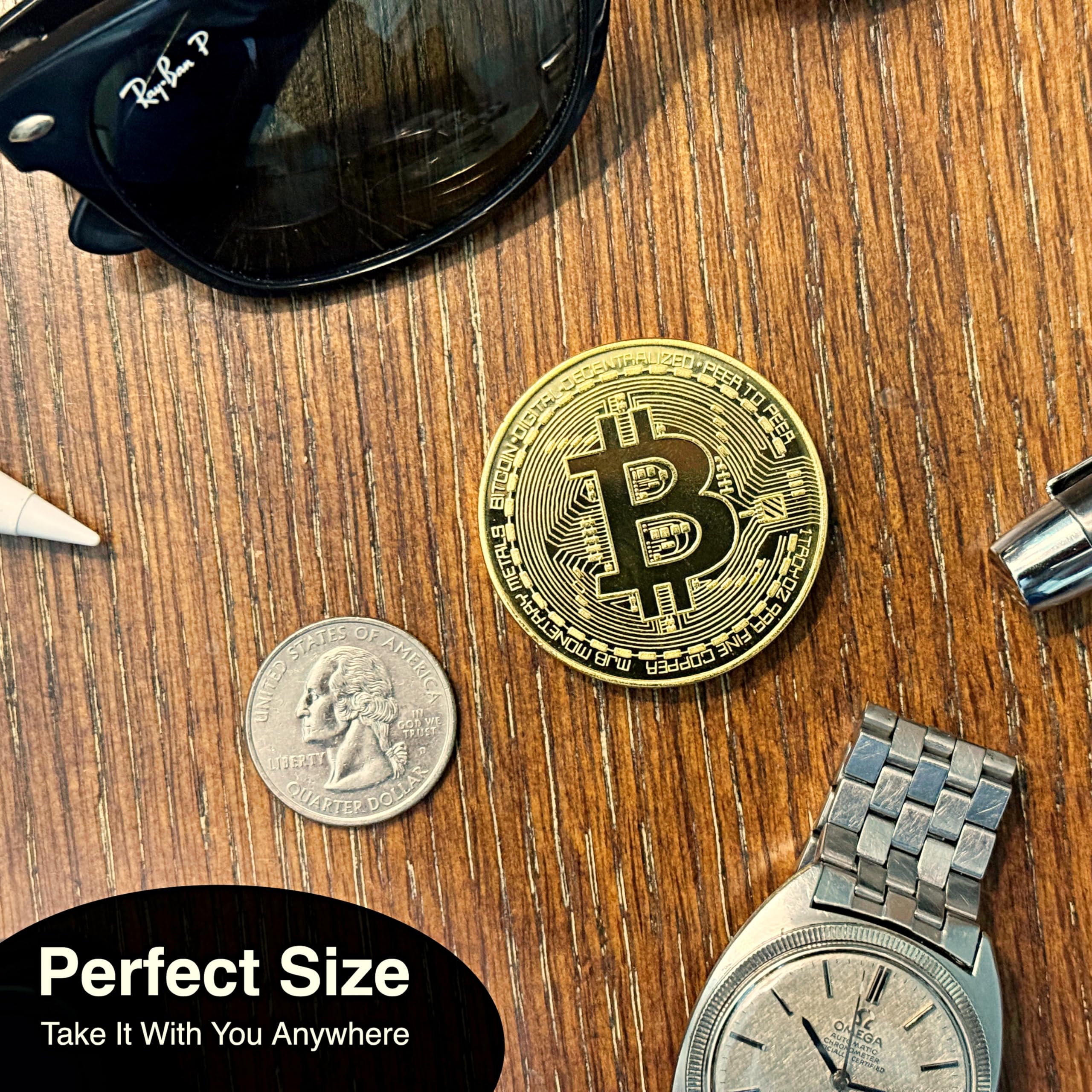 Limited Edition Commemorative Bitcoin Coin – Zinc Alloy Token with Acrylic Display Case – Novelty Collectible for Crypto Enthusiasts
