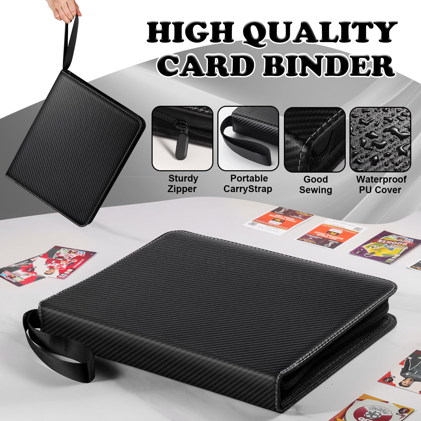 LIMSTDIC 720-Pocket Card Binder – 40 Double-Sided Pages, Zippered PU Album for TCG, MTG, Sports & Collectible Cards (Black)