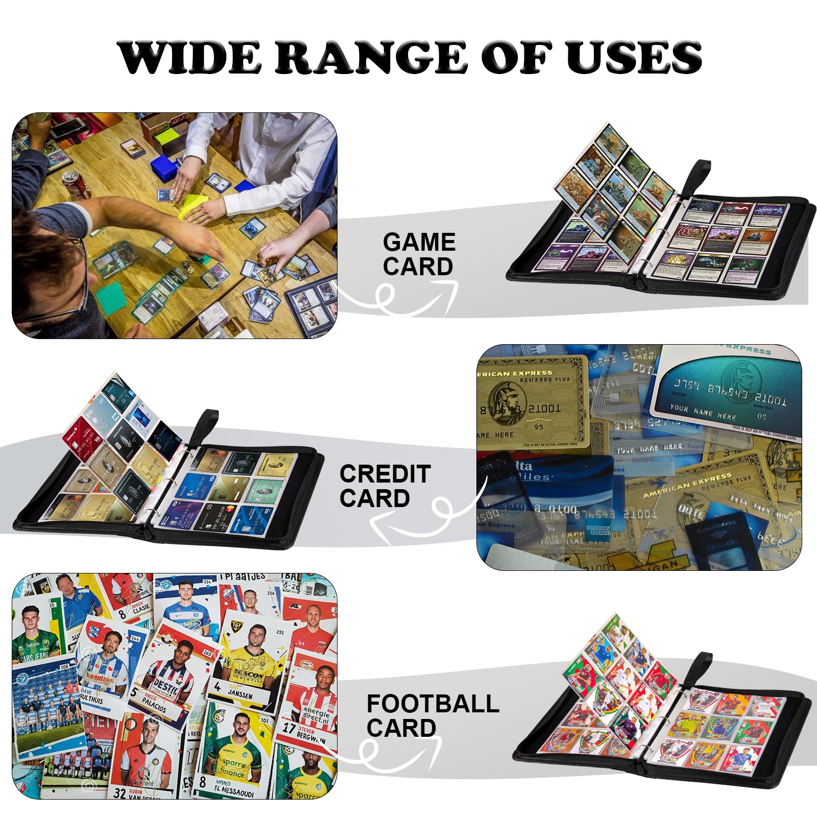 LIMSTDIC 720-Pocket Card Binder – 40 Double-Sided Pages, Zippered PU Album for TCG, MTG, Sports & Collectible Cards (Black)