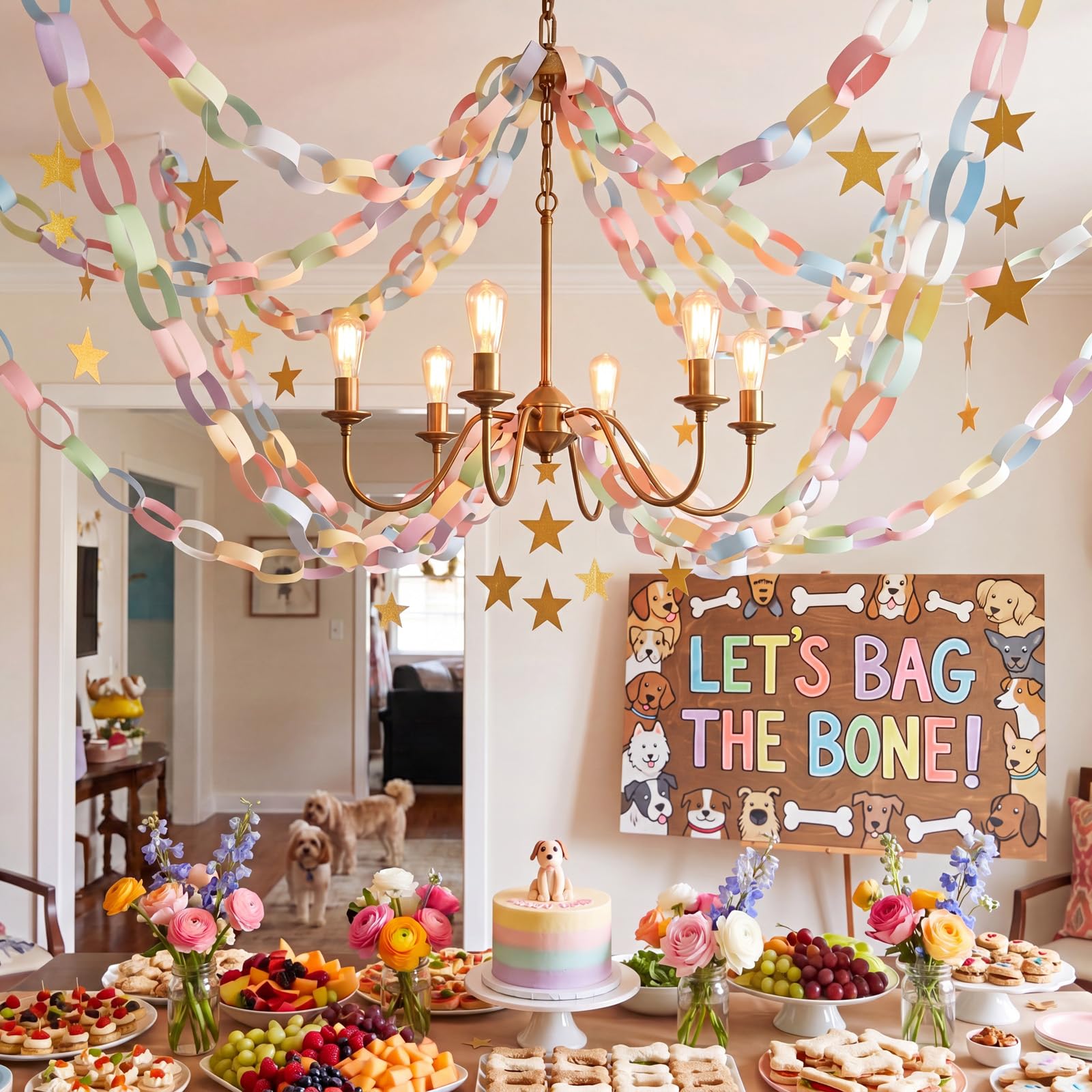 Lincia 600 Sheet Macaron Paper Chain Strips 1x8 Inches with Double-Sided Tape for DIY Party Garland
