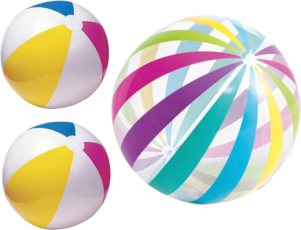 LINE42 Beach Ball Set of 3 – Jumbo 42-Inch & Two 24-Inch Pastel Beach Balls