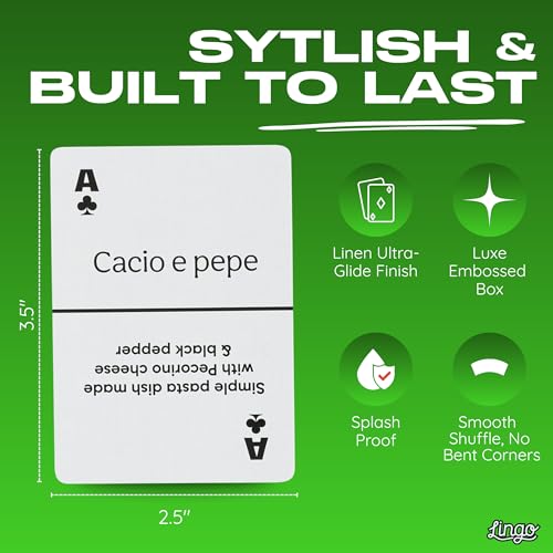 Lingo Italian Street Food Playing Cards – 54-Card Deck with Authentic Recipes and Travel Tips