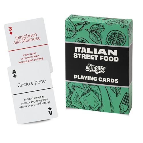 Lingo Italian Street Food Playing Cards – 54-Card Deck with Authentic Recipes and Travel Tips