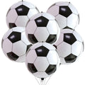 Lingqiang 22 Inch 4D Soccer Foil Balloons (6 Pack) - Black & White Football Shape Mylar Balloons for Party Decorations