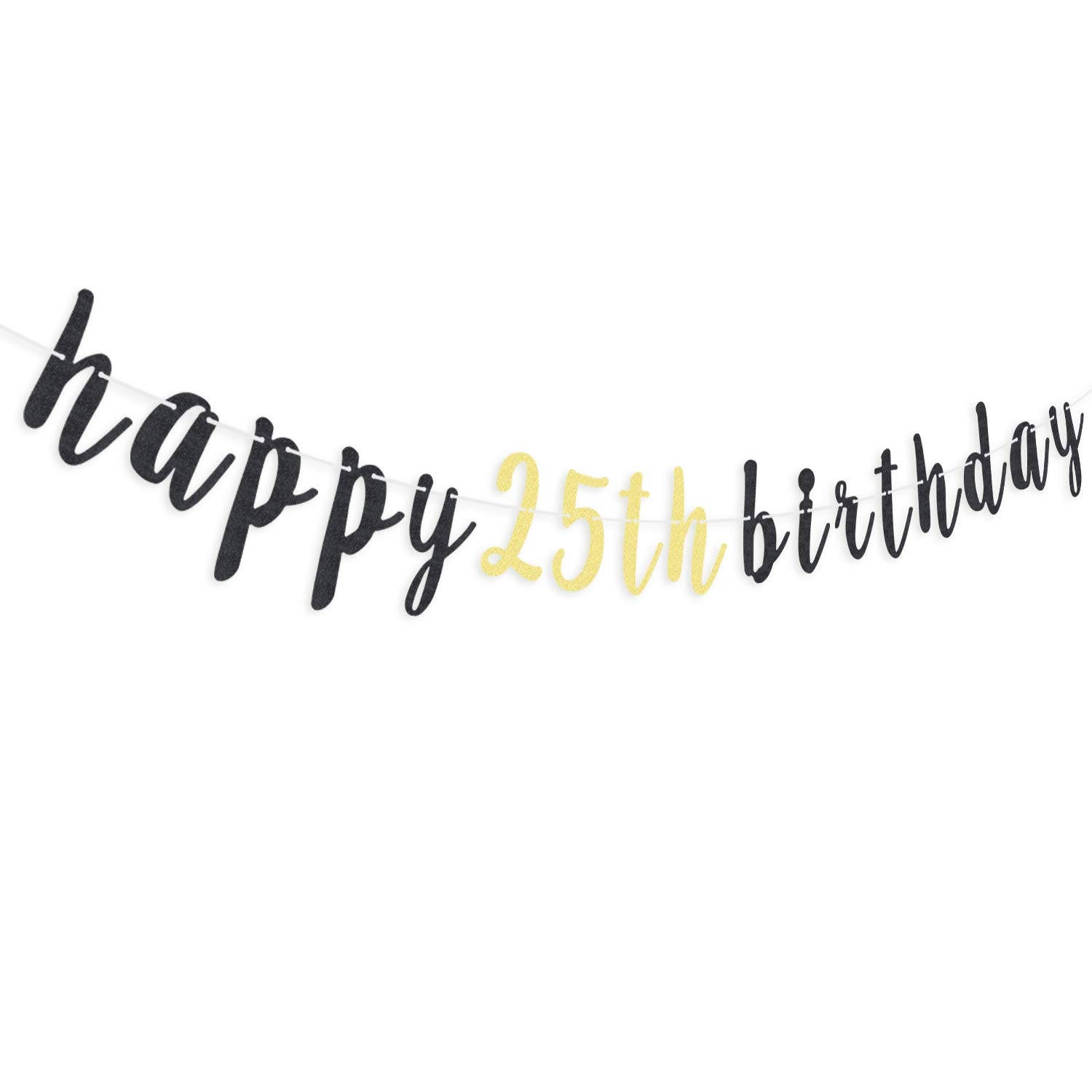 LINGTEER 25th Birthday Glitter Garland Banner - Cheers to 25 Years Old Party Decoration (6.7ft)
