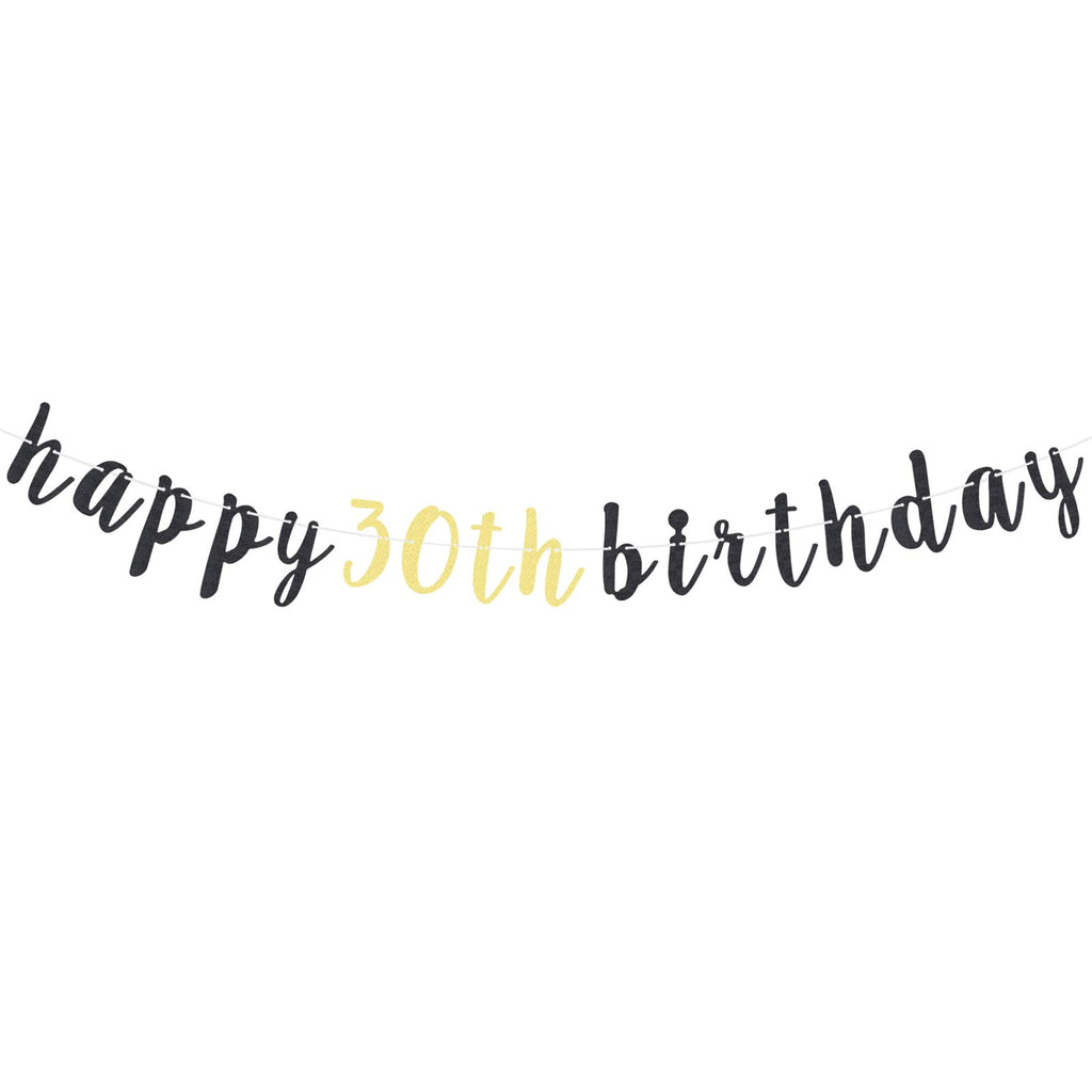 LINGTEER 30th Birthday Glitter Garland Banner 6.7ft - Cheers to Thirty Years Old Party Decoration
