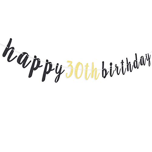 LINGTEER 30th Birthday Glitter Garland Banner 6.7ft - Cheers to Thirty Years Old Party Decoration