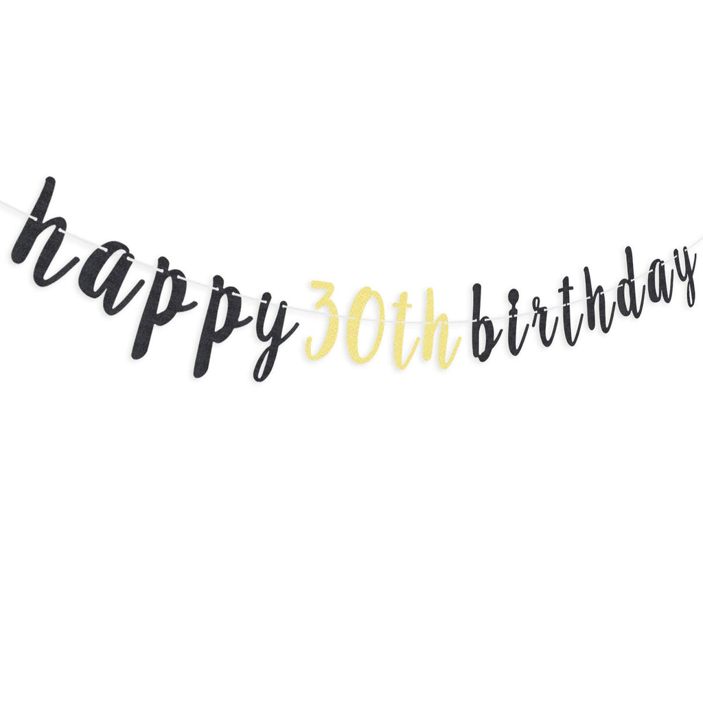 LINGTEER 30th Birthday Glitter Garland Banner 6.7ft - Cheers to Thirty Years Old Party Decoration