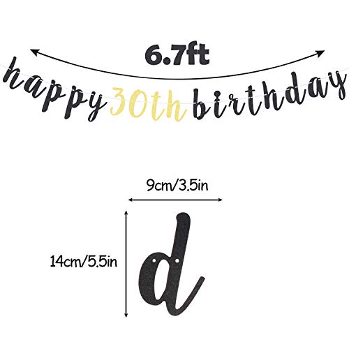 LINGTEER 30th Birthday Glitter Garland Banner 6.7ft - Cheers to Thirty Years Old Party Decoration