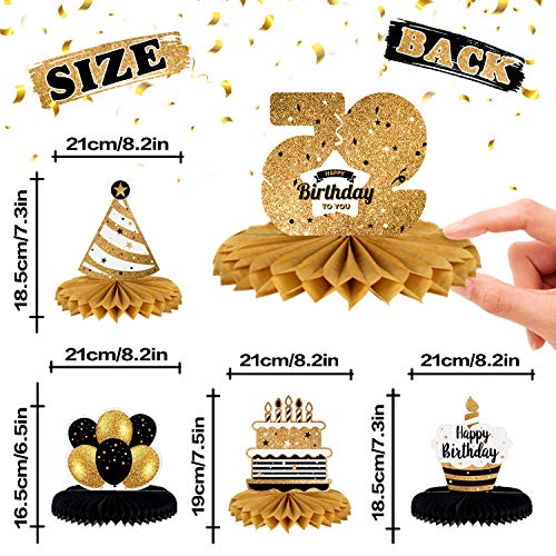 LINGTEER 95th Birthday Honeycomb Centerpieces - 8 Gold Table Decorations for 95 Years Old Party