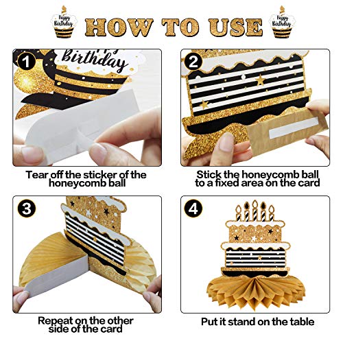 LINGTEER 95th Birthday Honeycomb Centerpieces - 8 Gold Table Decorations for 95 Years Old Party