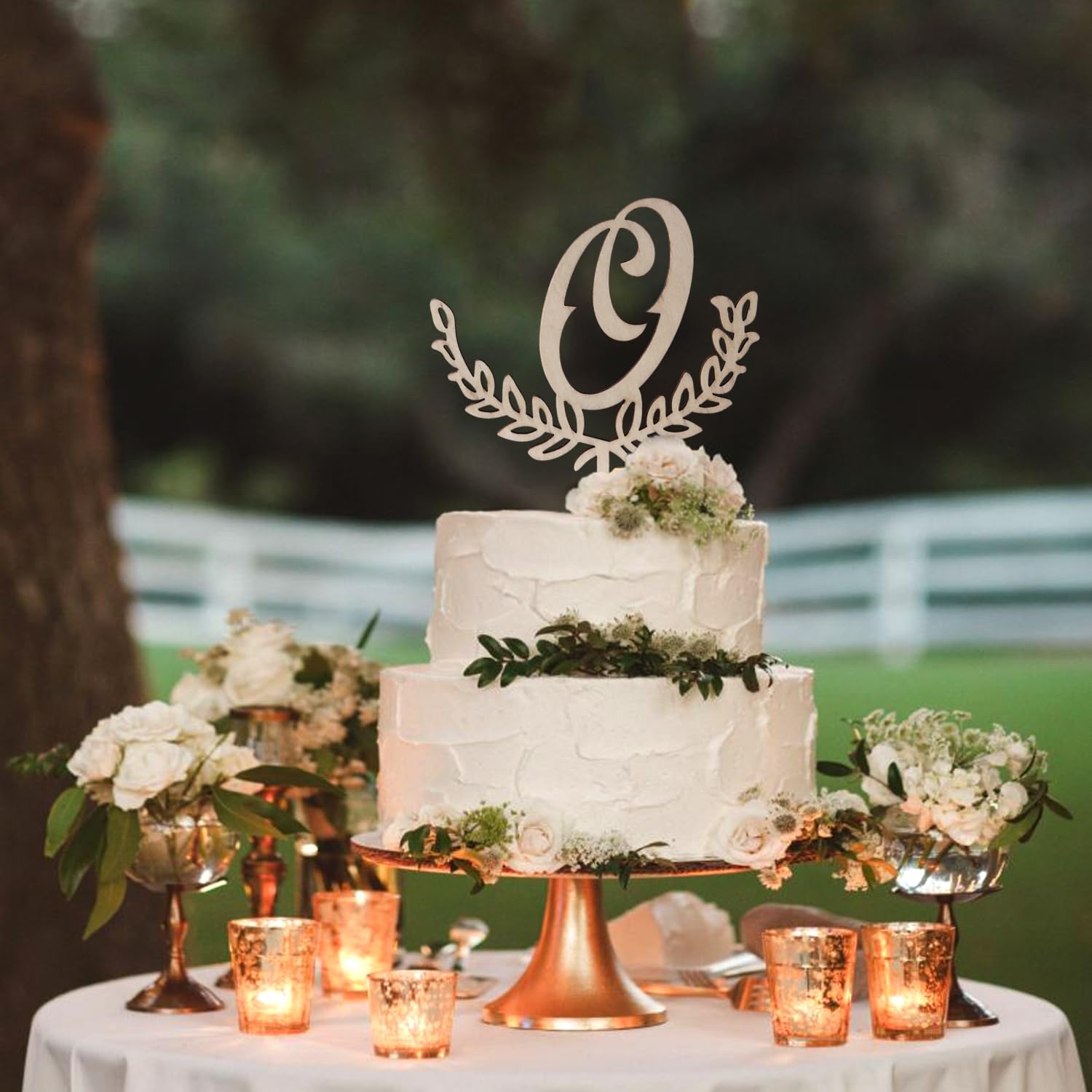 LINGTEER Letter O Wooden Cake Topper - Birthday, Wedding, Anniversary Party Decoration