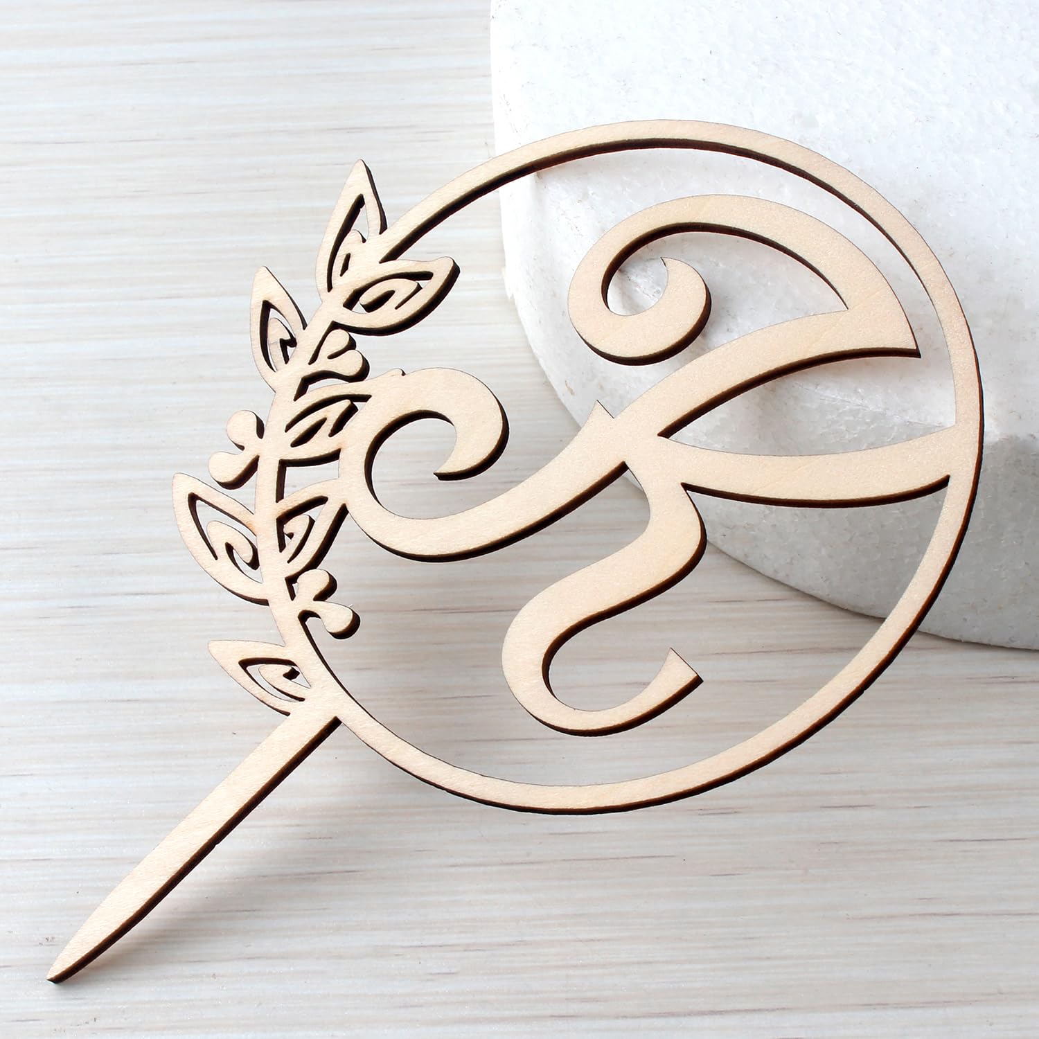 LINGTEER Personalized Initial Letter K Wooden Cake Topper - 5.5 x 6.5 Inches, Rustic Wedding, Birthday, Anniversary Party Decoration