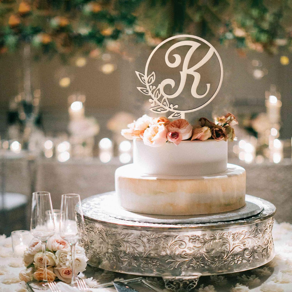 LINGTEER Personalized Initial Letter K Wooden Cake Topper - 5.5 x 6.5 Inches, Rustic Wedding, Birthday, Anniversary Party Decoration
