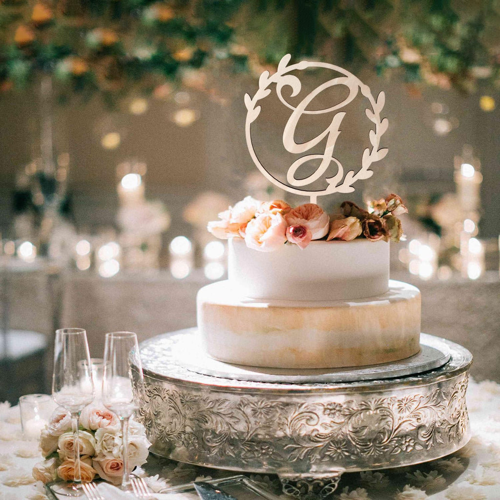 LINGTEER Personalized Letter G Wooden Cake Topper | 5.5 x 6.5 Inch Rustic Cake Decor for Birthday Wedding Anniversary